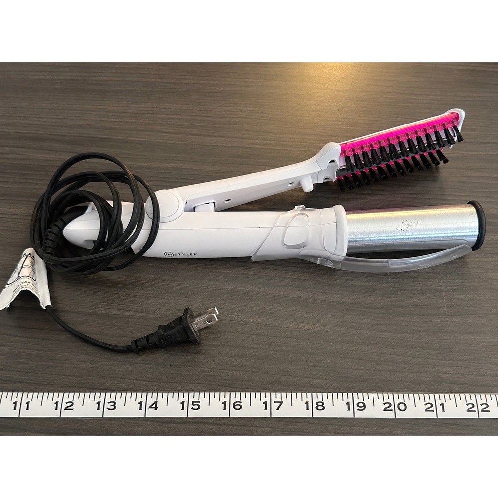 InStyler Rotating Hair Styler White Pink 1.25 Inch Barrel Straightener Curler